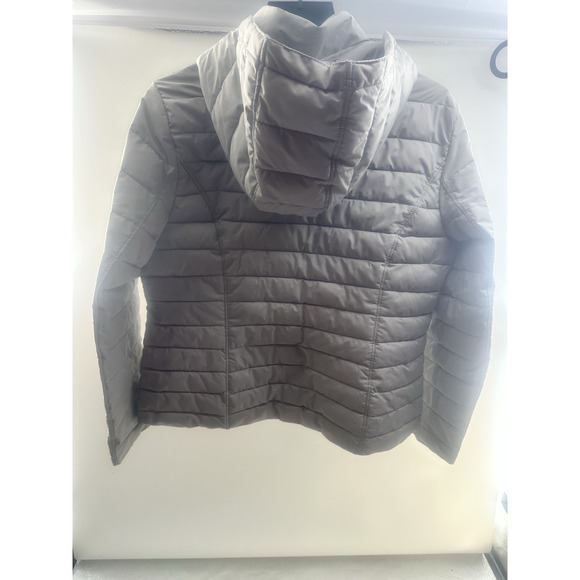 Womens Nautica Gray Silver XL Puffer Jacket Detachable Hood Fleece Pocket - Picture 4 of 14